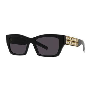 Givenchy Sunglasses Rectangle Full Rim, Shiny Black and Studs Frame and Grey